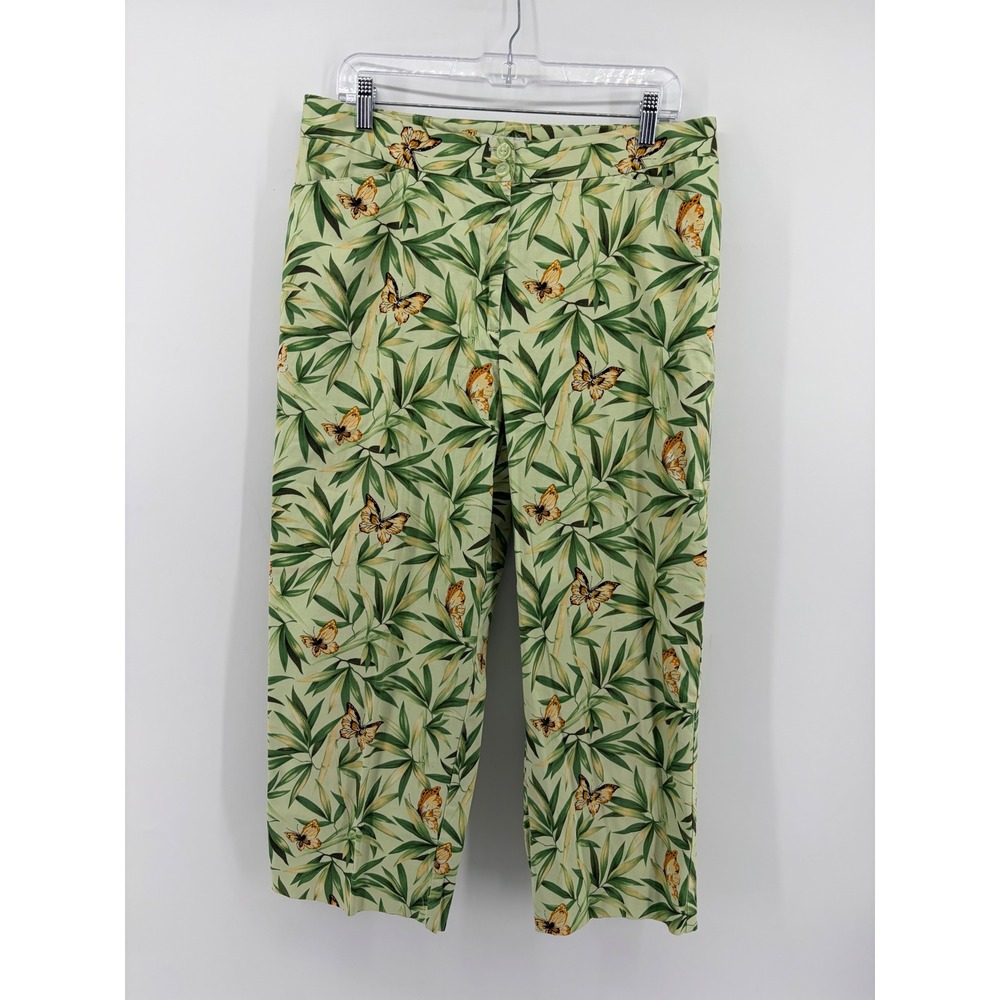 Charter Club Womens 16 Green Butterfly Bamboo Cropped Golf Pants Katherine Fit
